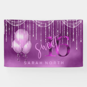 String Lights & Balloons Sweet 16 Orchid ID473 Banner