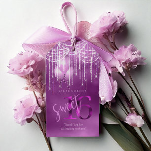 String Lights & Balloons Sweet 16 Orchid ID473 Gift Tags
