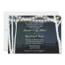 String Lights Birch Tree Wedding Invitations