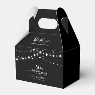 String Lights Black 50th Wedding Anniversary Party Favour Box