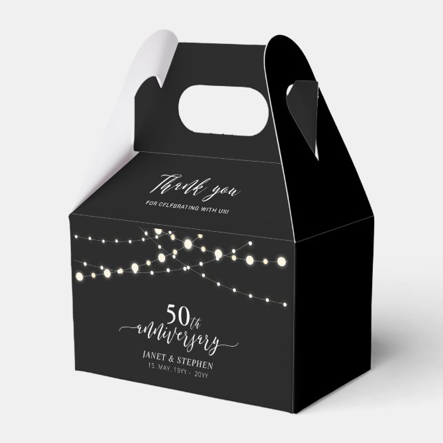 String Lights Black 50th Wedding Anniversary Party Favour Box (Front Side)