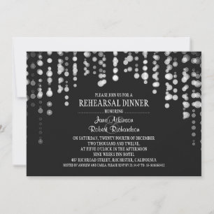 string lights black and white REHEARSAL DINNER Invitation