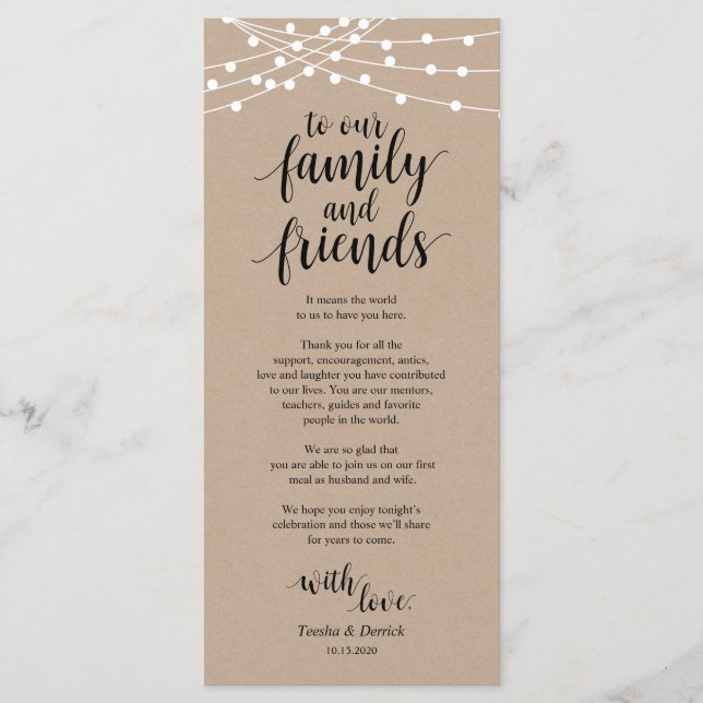 String lights, Black Place Setting Thank You Card (Front)