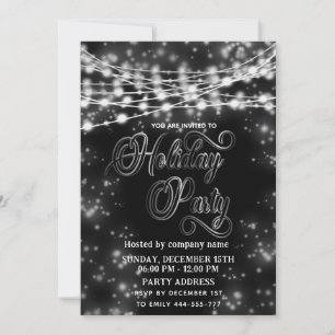 String lights black white corporate Holiday party  Invitation