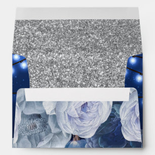 String lights Blue Elegant Wedding Envelope