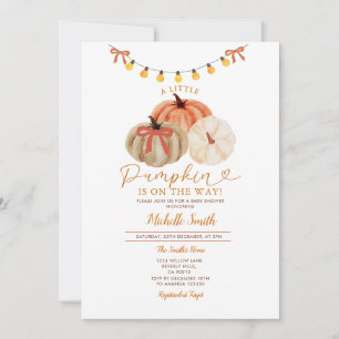 String Lights Bow Fall pumpkin baby shower Invitation