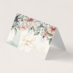 String Lights,Brush Stroke,Floral Thank You Card