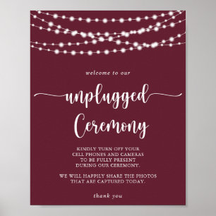 String Lights Burgundy Unplugged Ceremony Poster