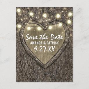 String Lights Carved Oak Tree Save The Date Cards
