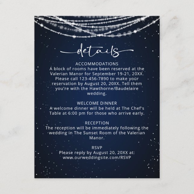 String Lights Celestial Wedding Enclosure Card (Front)