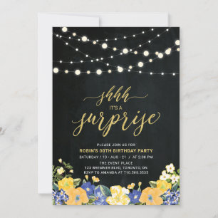 String Lights & Chalkboard Surprise Birthday Party Invitation