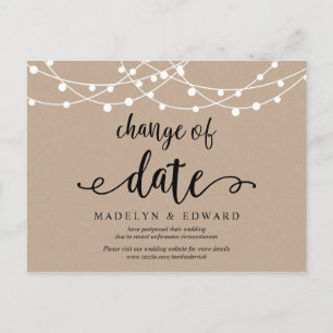 String lights, Change of dare, wedding postponed Postcard