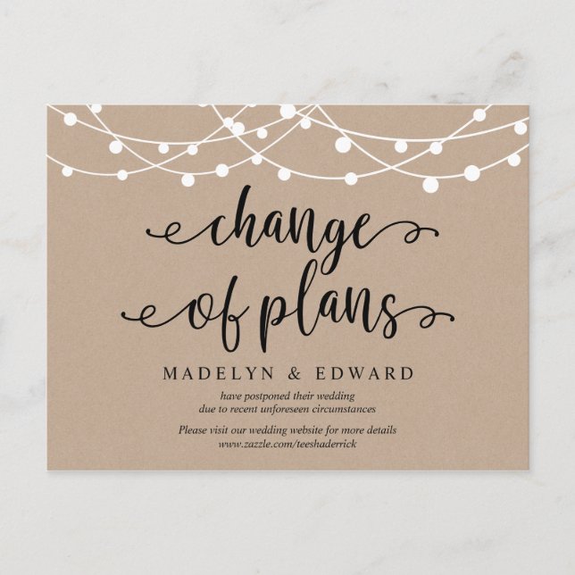 String lights, Change of plans, wedding postponed Postcard (Front)