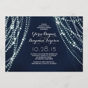 String lights chic rehearsal dinner invitations