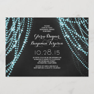 String lights chic rehearsal dinner invitations