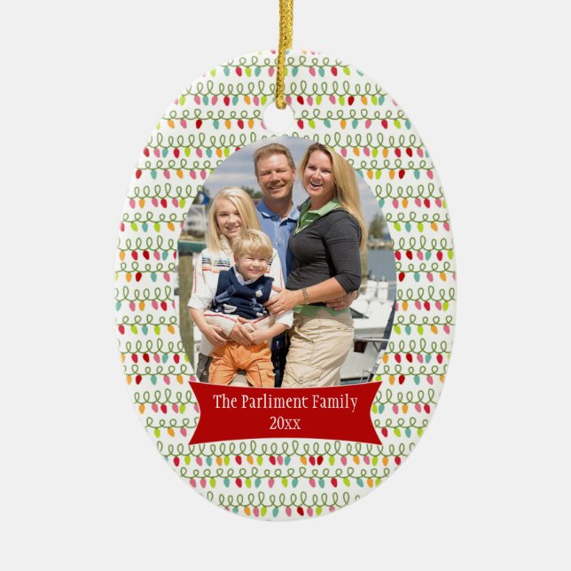 String lights Christmas holiday photo ornament (Front)