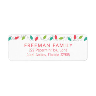 String Lights Christmas Return Address Label