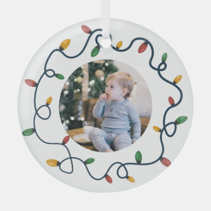 String Lights Custom Photo Baby 1st Christmas Glass Tree Decoration