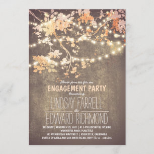 String lights cute and fancy engagement party invitation