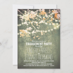 String lights cute and fancy engagement party invitation