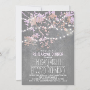 String lights cute and fancy rehearsal dinner invitation