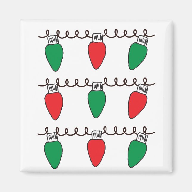 String Lights Drawing Christmas Light Bulb Drawing Magnet (Front)