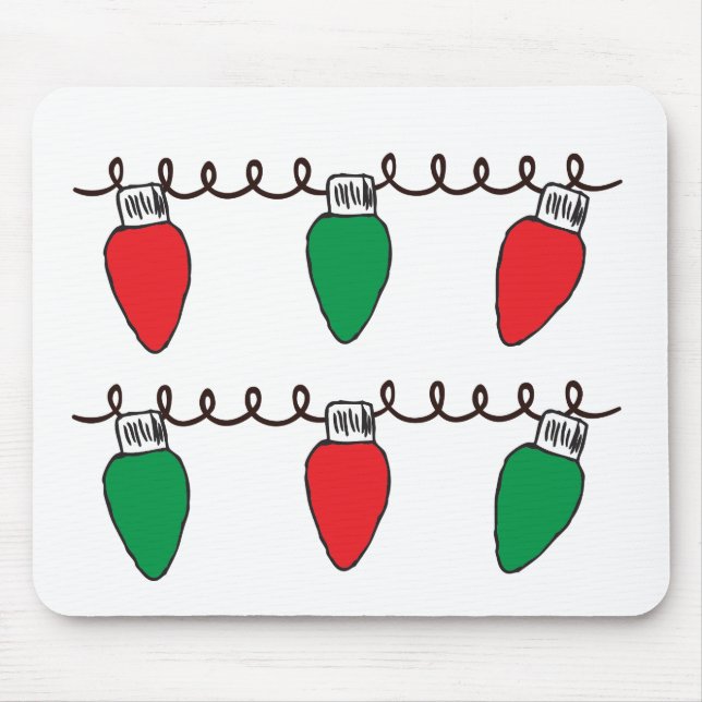 String Lights Drawing Christmas Light Bulb Drawing Mouse Mat (Front)
