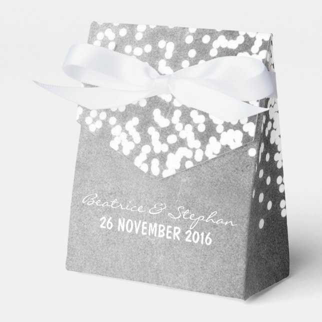string lights elegant silver grey favour box (Front Side)