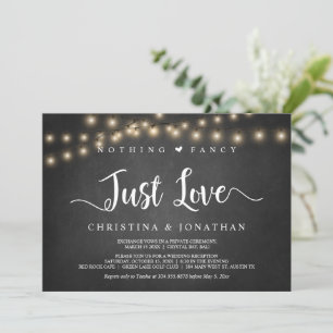 String Lights, Elopement, Nothing Fancy Just Love  Invitation