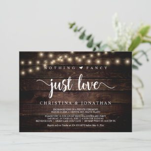 String Lights, Elopement, Nothing Fancy Just Love  Invitation