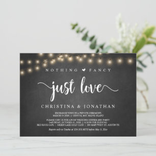 String Lights, Elopement, Nothing Fancy Just Love  Invitation