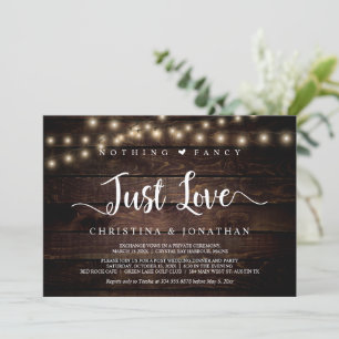 String Lights, Elopement, Nothing Fancy Just Love  Invitation