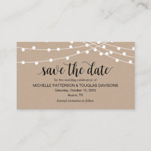 String lights, Farm Kraft themed, Save the date Enclosure Card