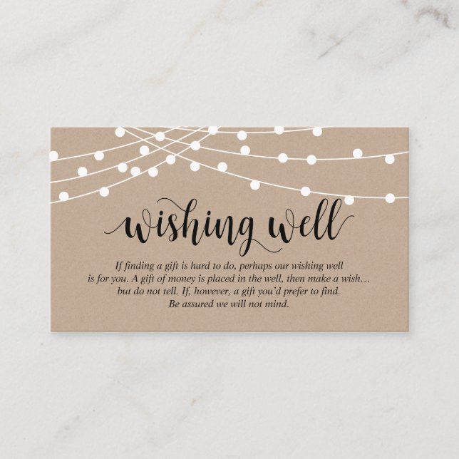 String lights, Farm Kraft themed, Wishing Well Enclosure Card (Front)