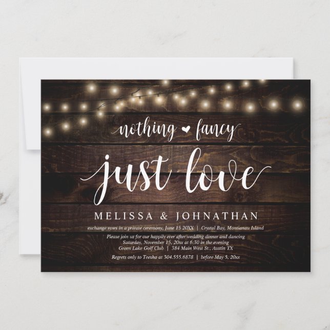 String Lights Farm, Wedding Elopement Dinner Party Invitation (Front)