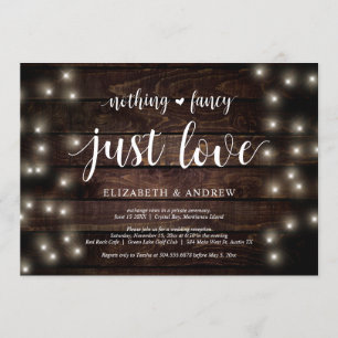 String Lights Farm, wood, Wedding Elopement Party Invitation