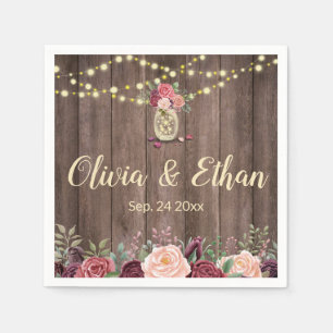 String Lights Floral Mason Jar Napkin