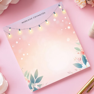 String Lights Floral Pastel Personalised Name Notepad