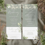 String Lights Floral Sage Green All In One Wedding Invitation<br><div class="desc">An all-in-one sage green wedding invitation featuring pretty string lights,  rustic botanical floral greenery and elegant typography. The invitation includes an RSVP card that can be cut off and guest information details. Designed by Thisisnotme©</div>