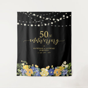 String Lights & Flowers 50th Wedding Anniversary Tapestry