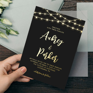 String Lights FOIL Custom Colour Wedding Invitatio