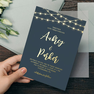 String Lights FOIL Custom Colour Wedding Invitatio