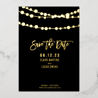 String Lights Foil Save the Date