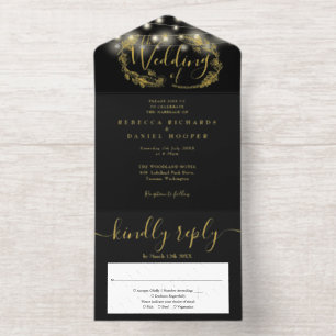 String Lights Foliage Garland Wedding Foil All In One Invitation