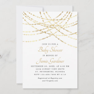 String Lights Gold Elegant Baby Shower Invitation