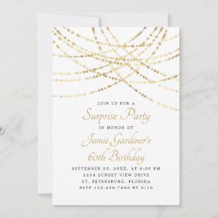 String Lights Gold Elegant Birthday Invitation