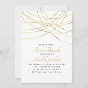 String Lights Gold Elegant Bridal Brunch Invitation