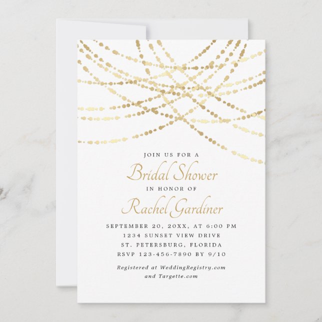 String Lights Gold Elegant Bridal Shower Invitation (Front)