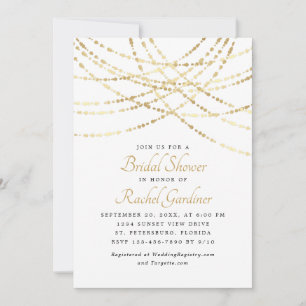 String Lights Gold Elegant Bridal Shower Invitation
