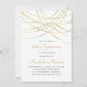 String Lights Gold Elegant Wedding Anniversary Invitation